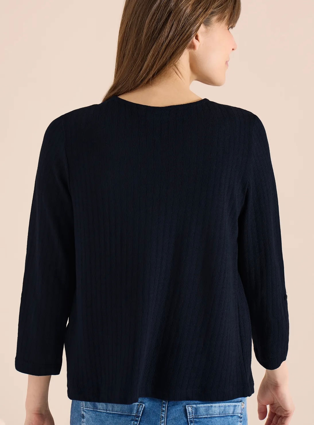 Open knit jacket Blå