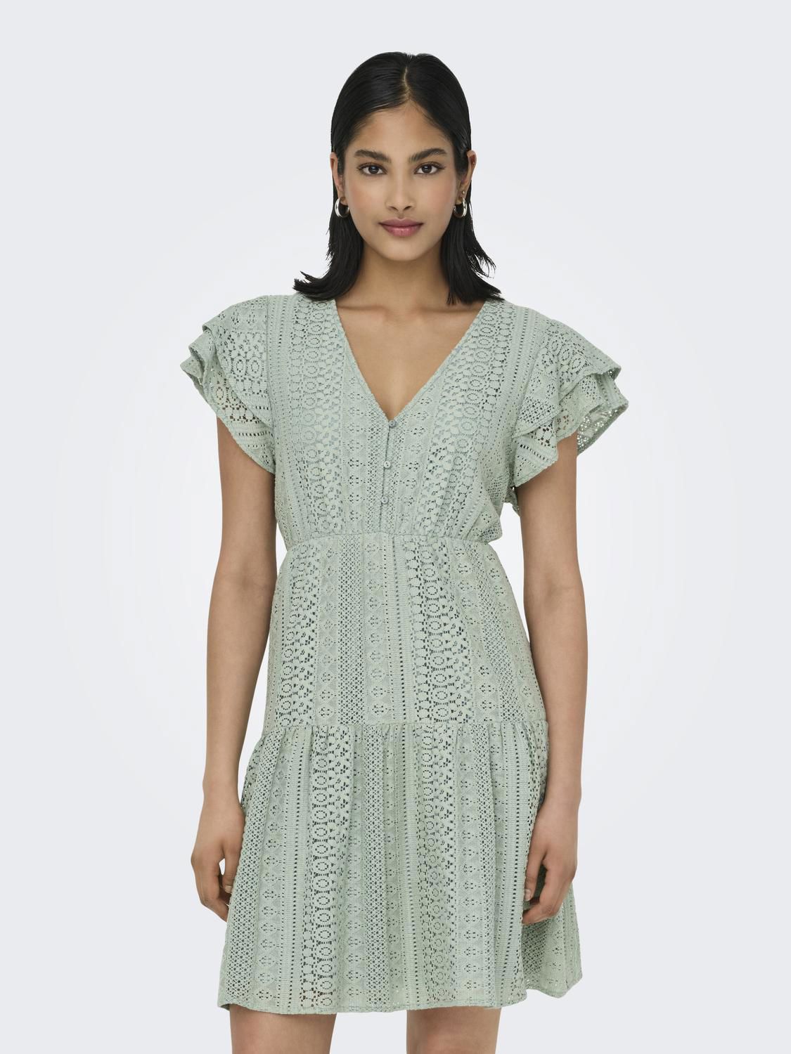 Onlhelena Lace Capsl Dress Wvn Noos Grønn