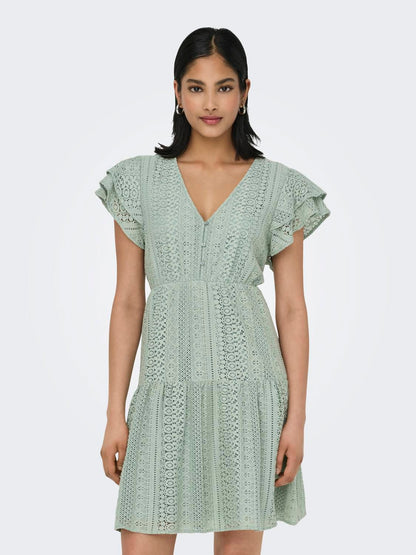 Onlhelena Lace Capsl Dress Wvn Noos Grønn