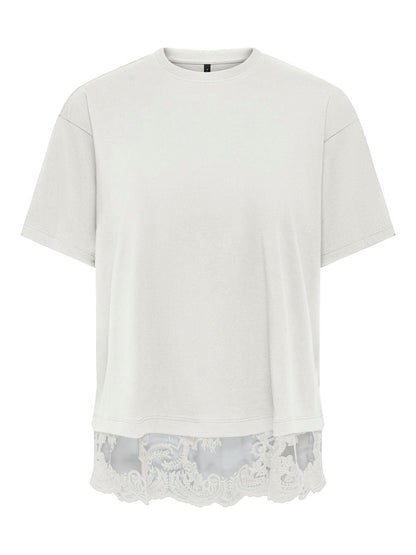 Onlvivvi S/s Lace Bottom Top Jrs Noos Hvit