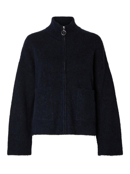 SLFSIA RAS LS KNIT ZIPPER CARDIGAN Mørkeblå