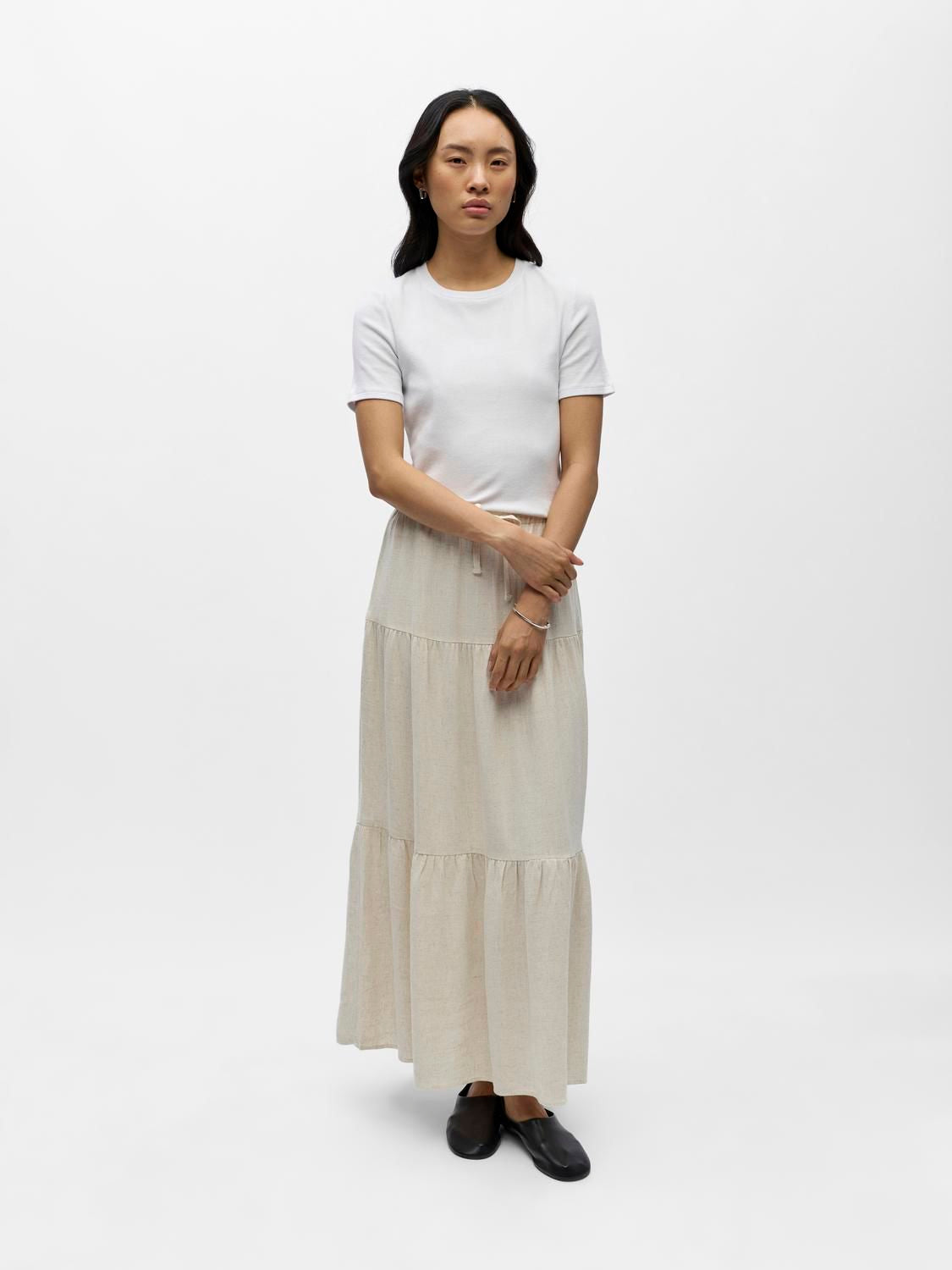 Objsanne Mw Long Layer Skirt Noos Beige