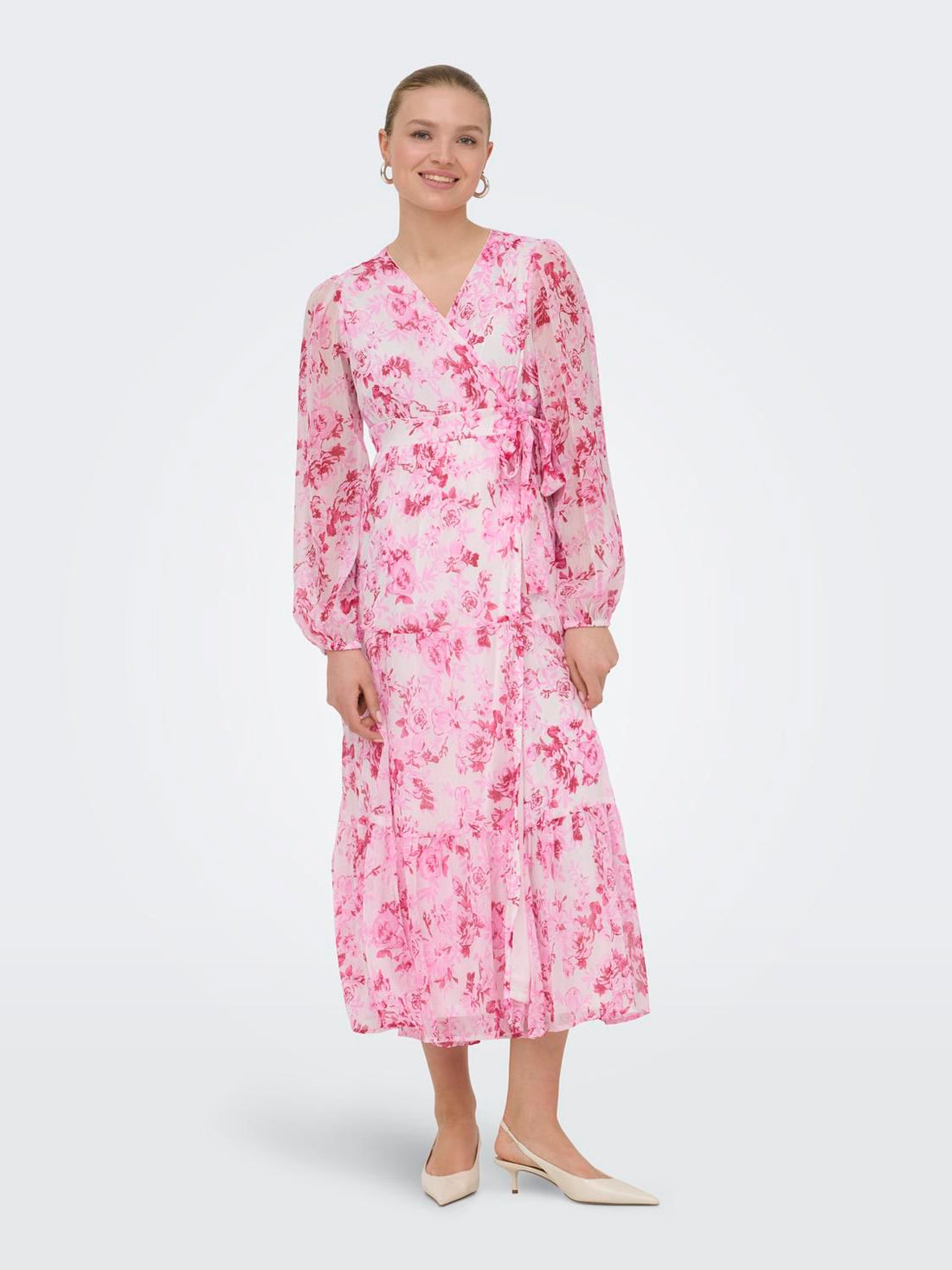Onlmiriam Ls Wrap Midi Dress Cs Wvn Rosa