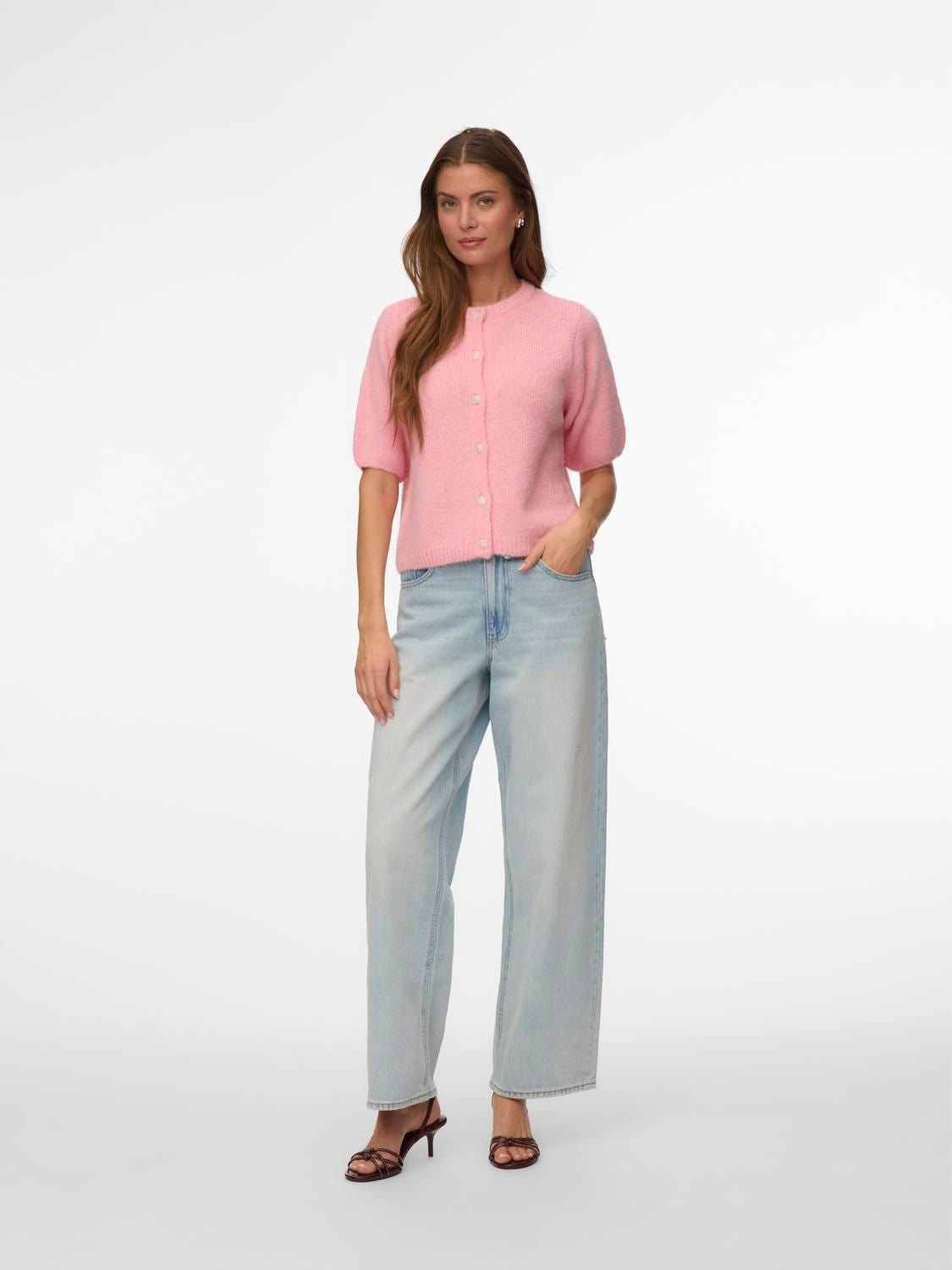 Vmkara 2/4 O-Neck Button Cardigan Exp Rosa