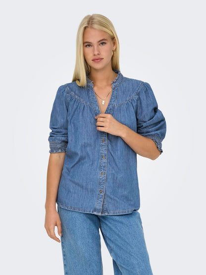 Onlraya 3/4 Shirt Dnm Akm Noos Blå