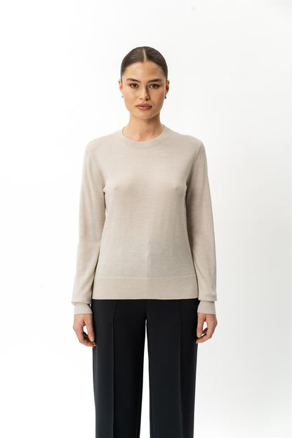Merino Wool Crewneck Cream