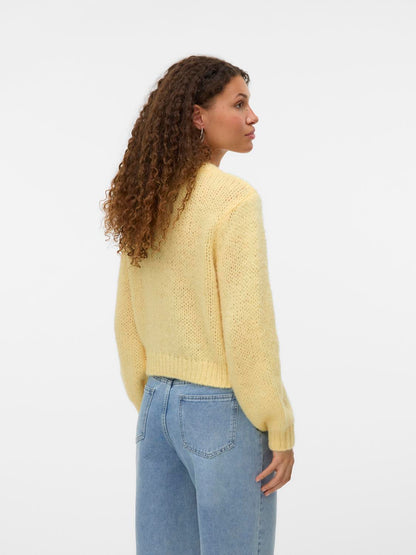 VMWILO LS O-NECK CARDIGAN EXP Mellomgul