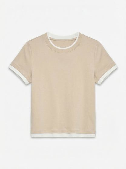 Vmkendall Ss O-Neck Top Jrs Beige