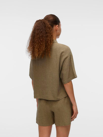 Vmlinn 2/4 Short Shirt Wvn Noos Grønn