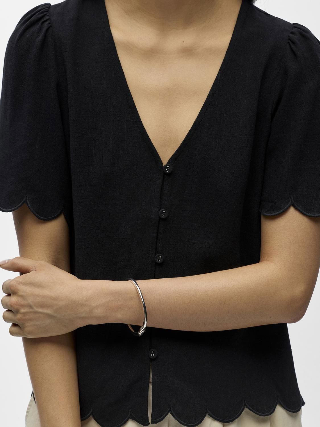 Objsanne 2/4 Lo V-Neck Top Noos Sort