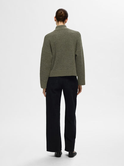 SLFSIA RAS LS KNIT ZIPPER CARDIGAN Mellomgrønn