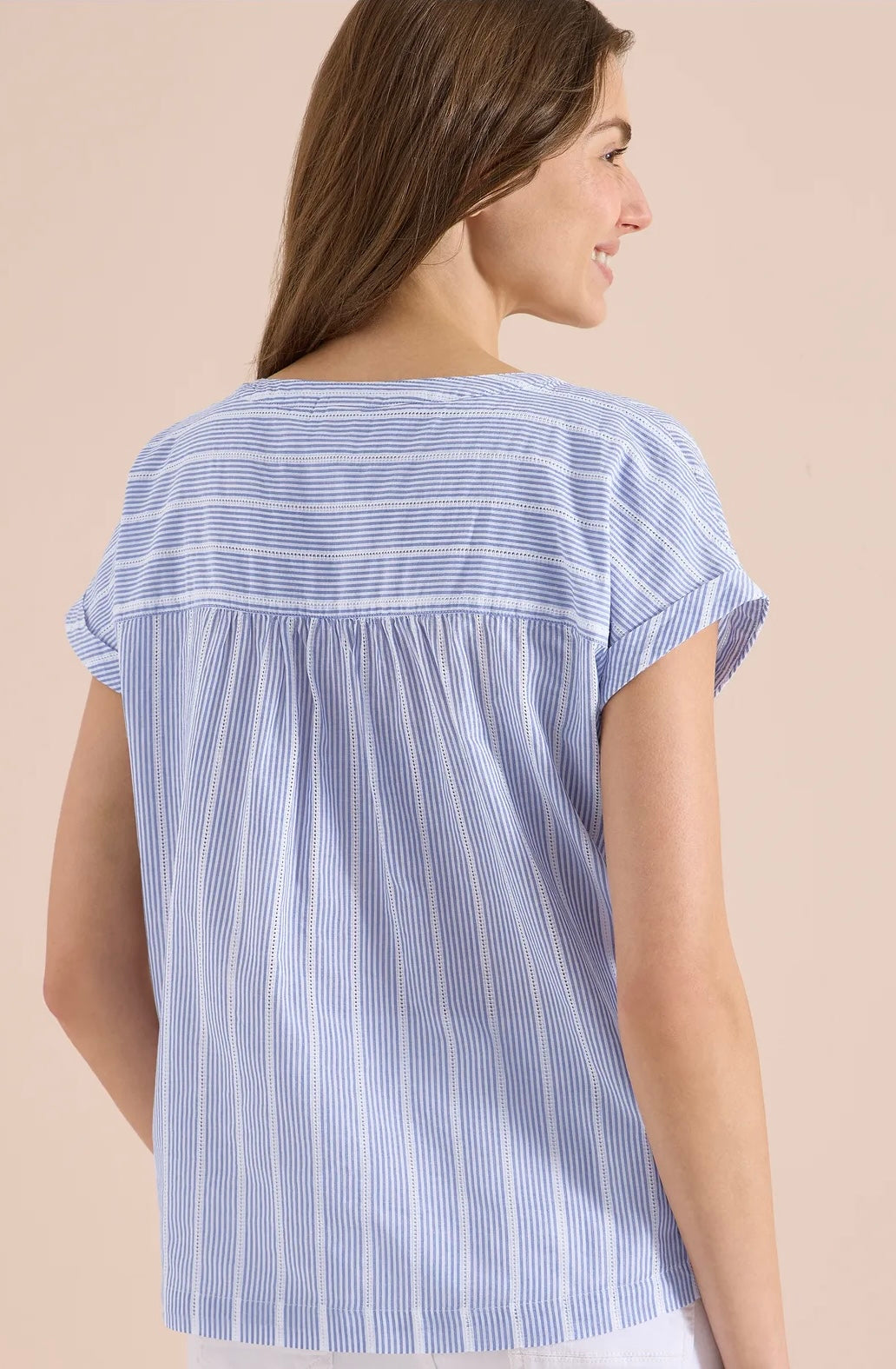 STRIPED structure blouse Blå