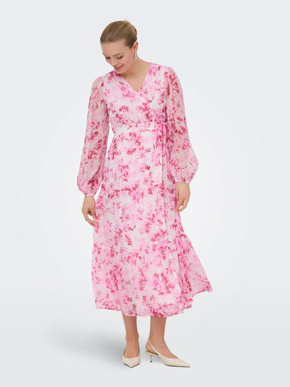 Onlmiriam Ls Wrap Midi Dress Cs Wvn Rosa