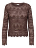 Jdysun Lay L/s Boatneck Pullov. Knt Noos Brun