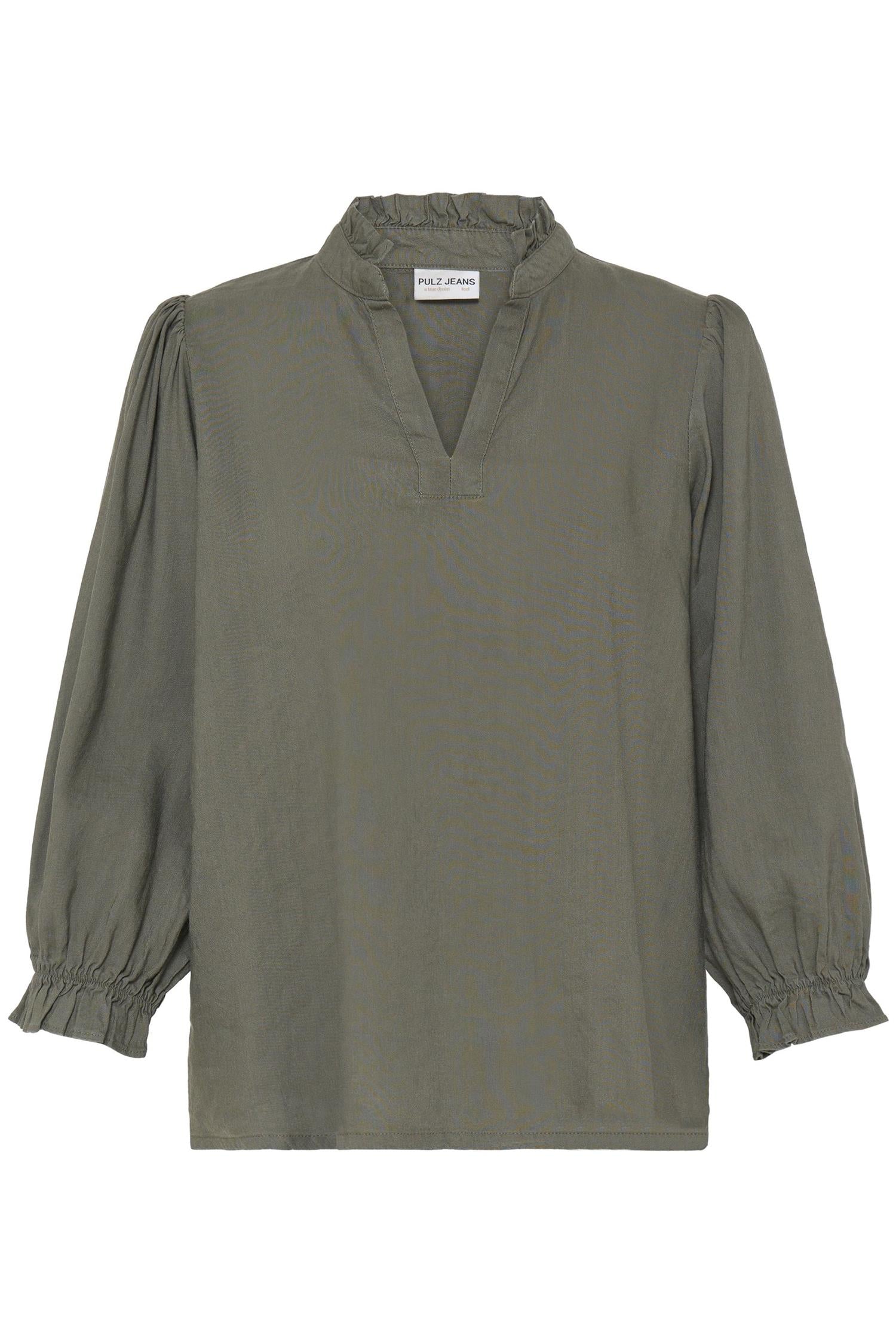 Pzluca Frill Blouse Grønn