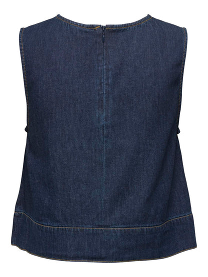 JDYSABRINA ROUNDNECK S/L TOP DNM Mørkeblå