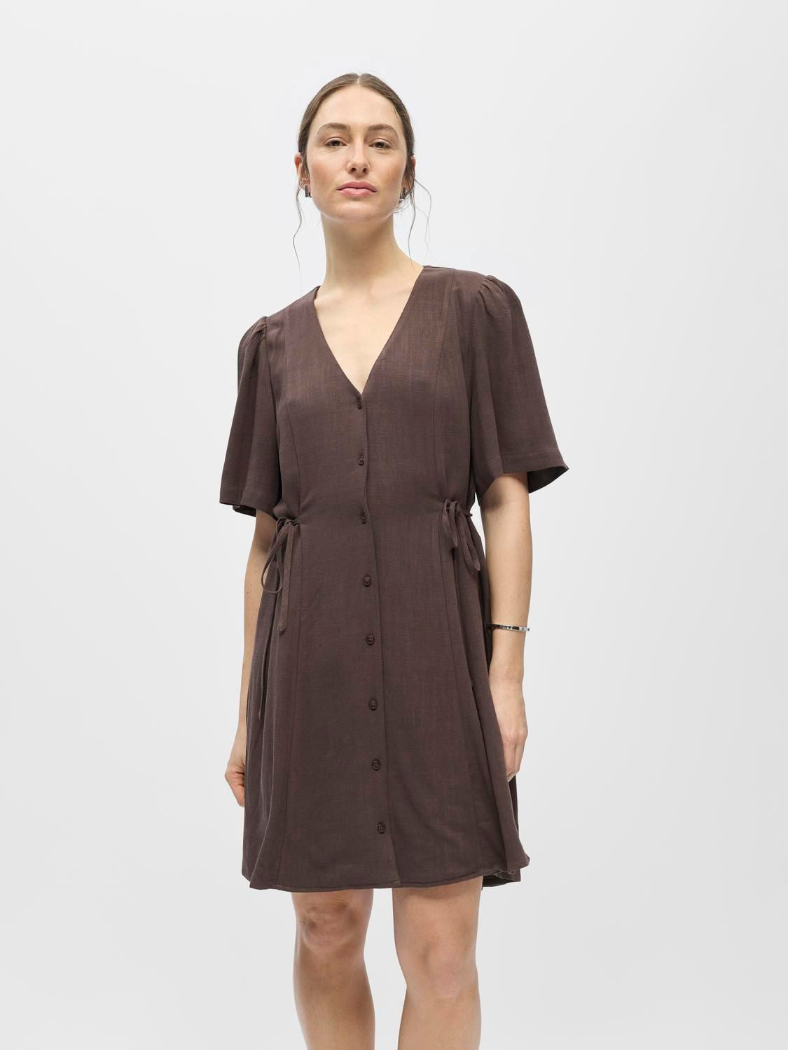 Objsanne S/s Re Short Dress 145 Nd Brun