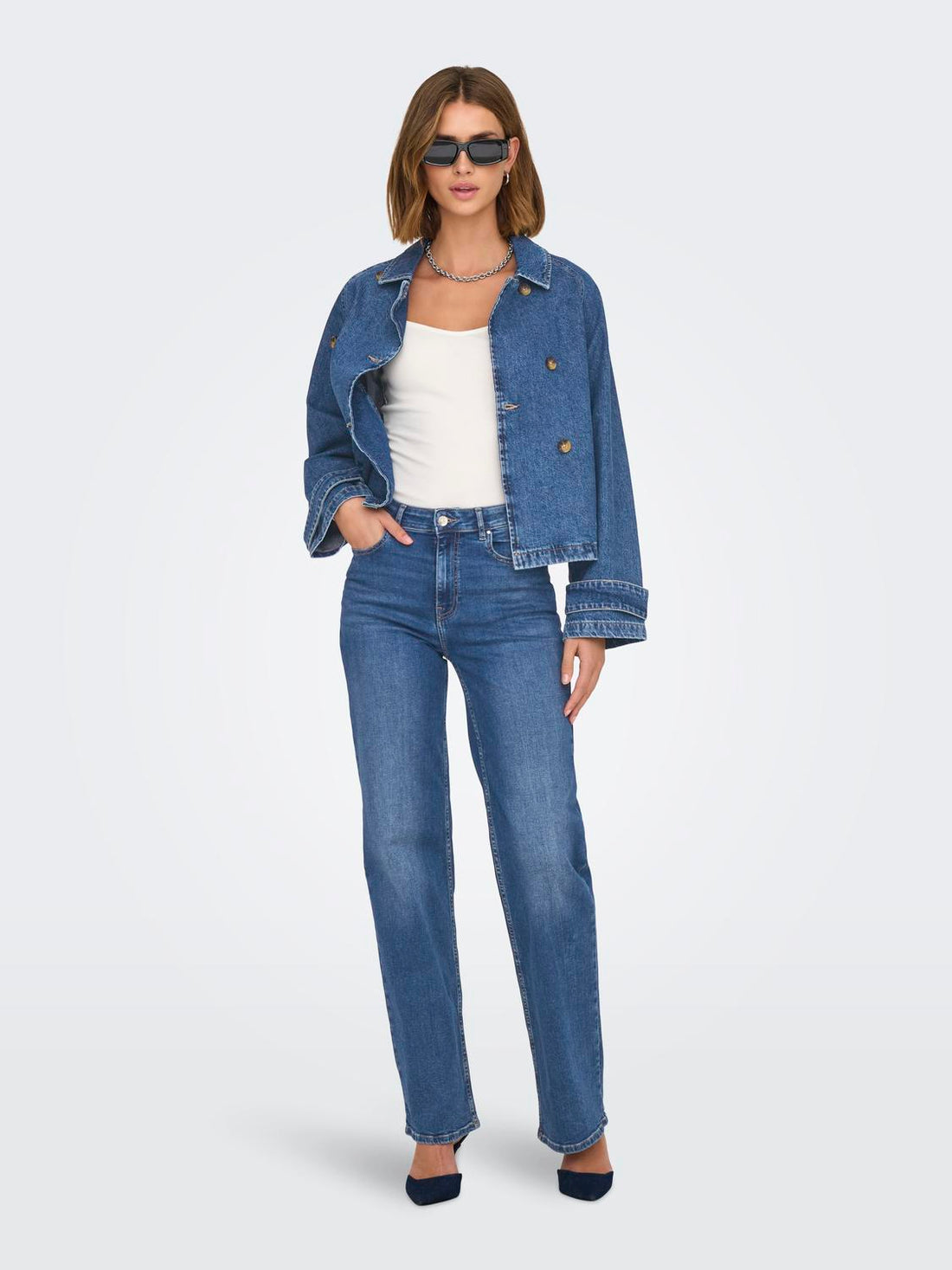 Onlapril Short Dnm Trench Akm Blå