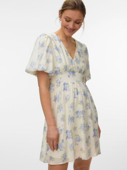 Vmbella 2/4 V-Neck Short Dress Wvn Blå