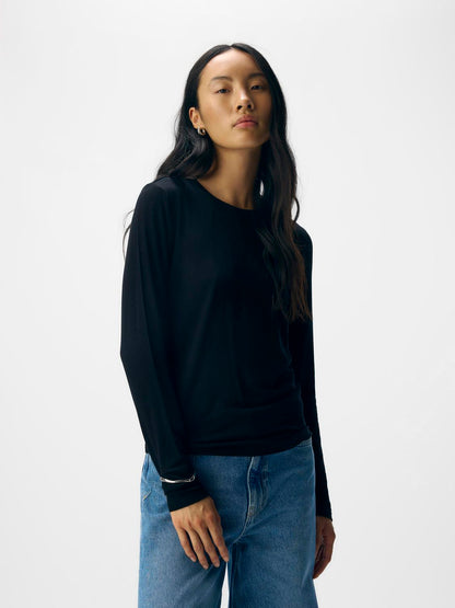 Objzofia Sli L/s O-Neck Top Noos Sort