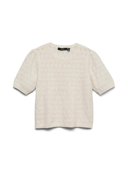 Vmdoffy Stitch 2/4 O-Neck Pullover Noos Beige