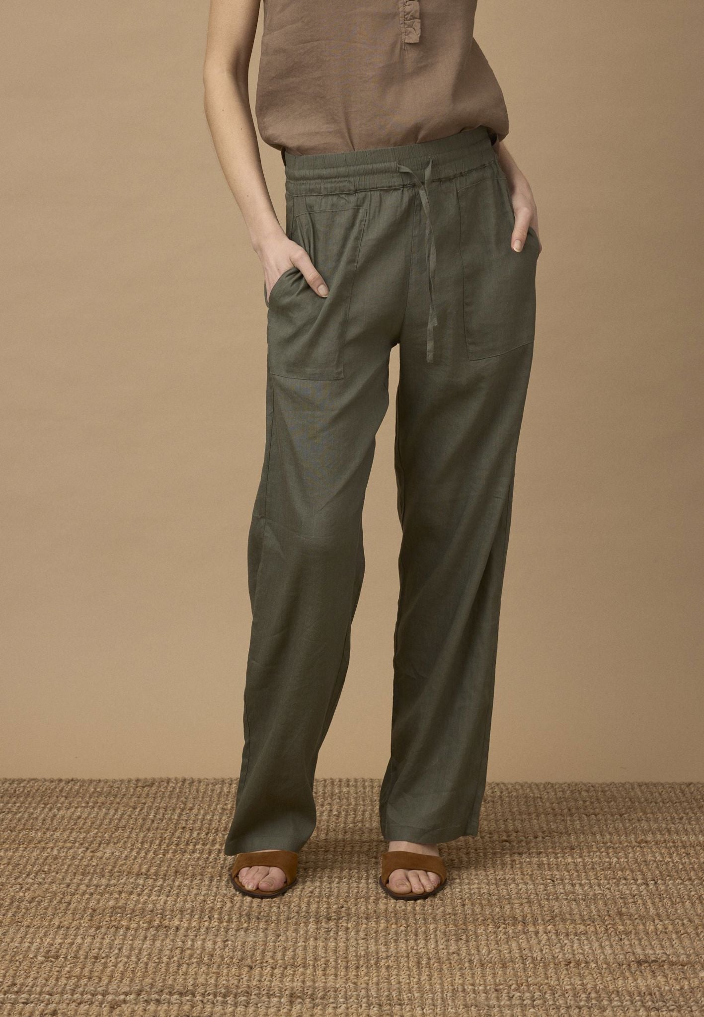 Pzluca Pant Full Length, Wide Grønn