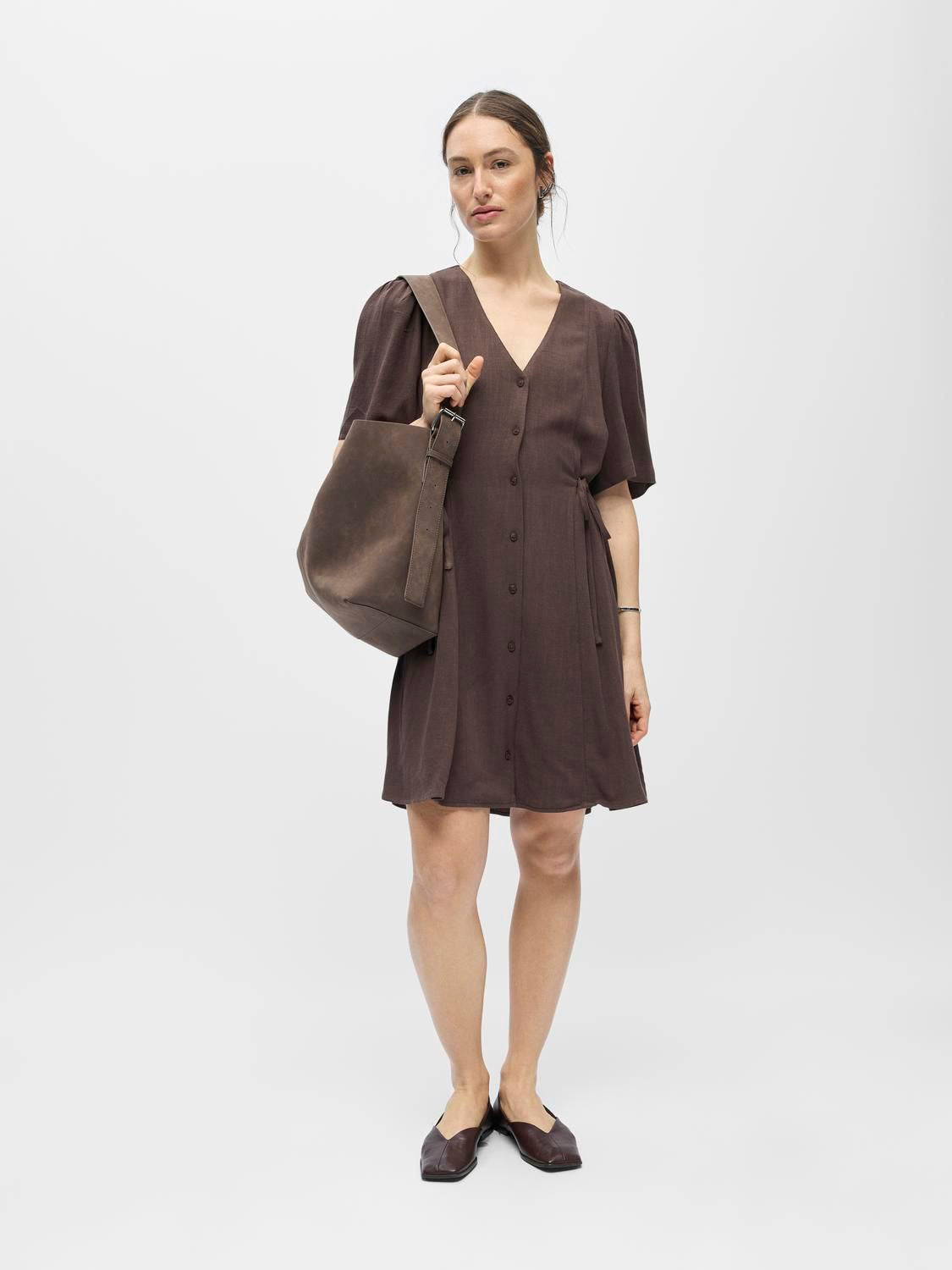Objsanne S/s Re Short Dress 145 Nd Brun