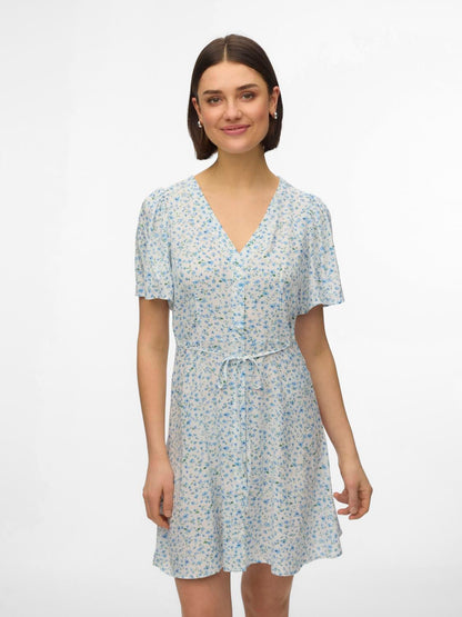 Vmalba Ss Short Dress Wvn Noos Blå