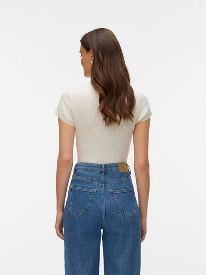 Vmsilje C/s O-Neck Pointelle Pull Noos Hvit
