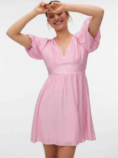 Vmbella 2/4 V-Neck Short Dress Wvn Rosa