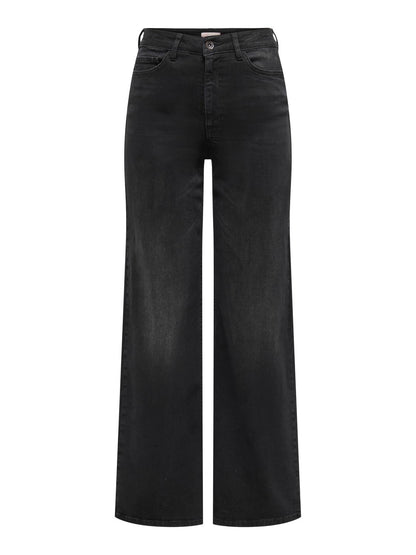Jdyfelina-Fina Hw Wide Blk Jeansdnm Noos Sort