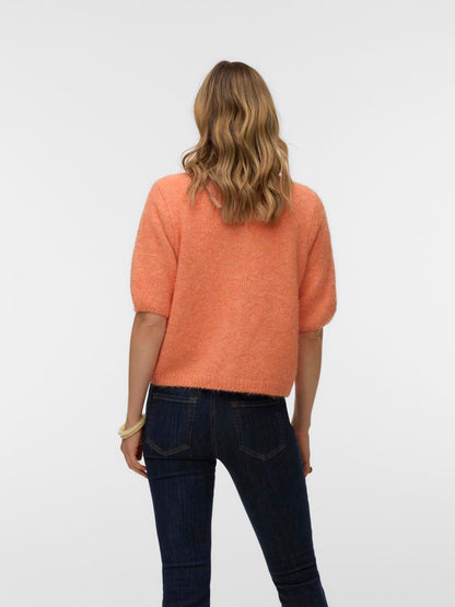 Vmkara 2/4 O-Neck Button Cardigan Exp Oransje