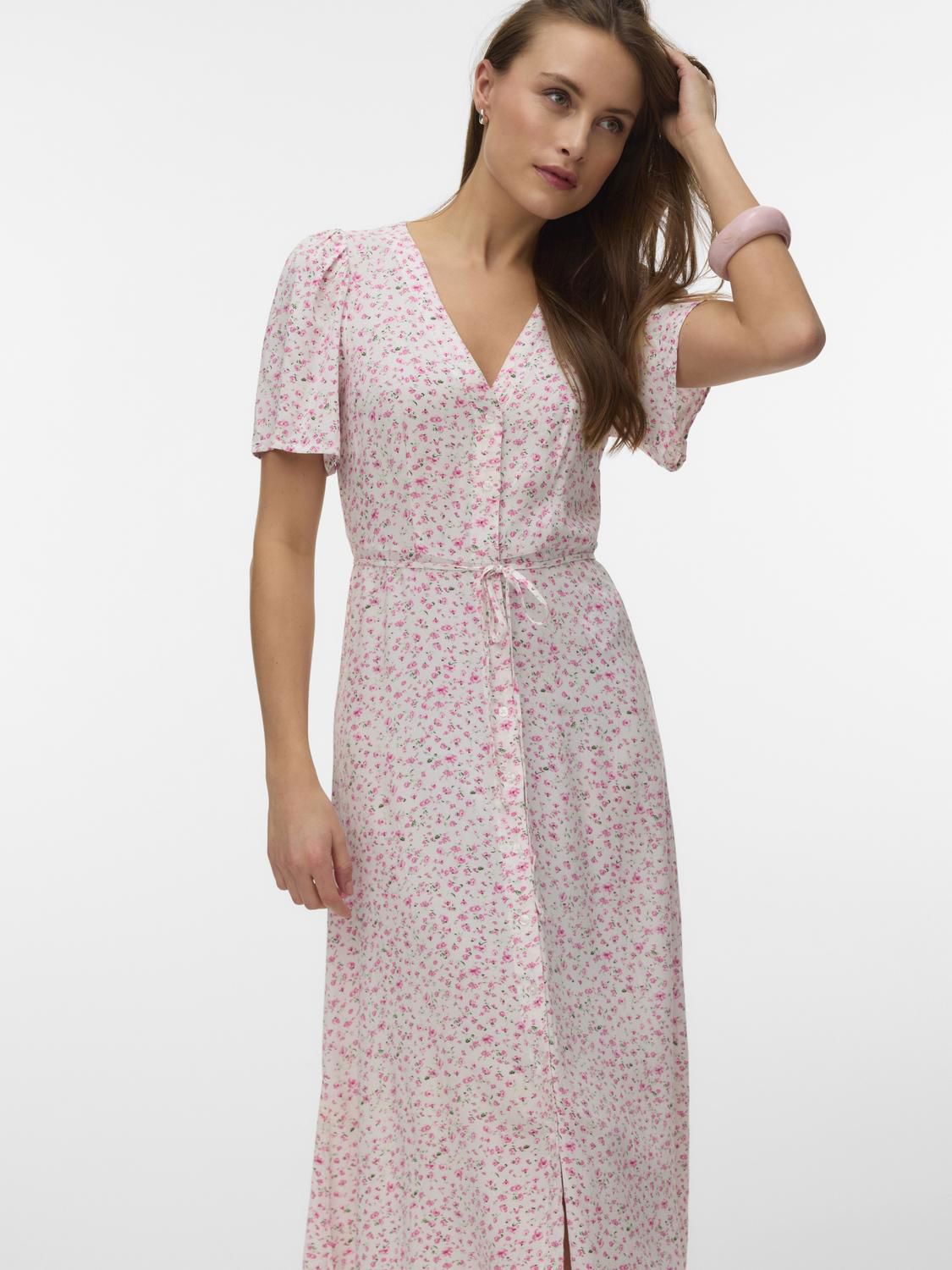 Vmalba Ss Calf Dress Wvn Noos Rosa