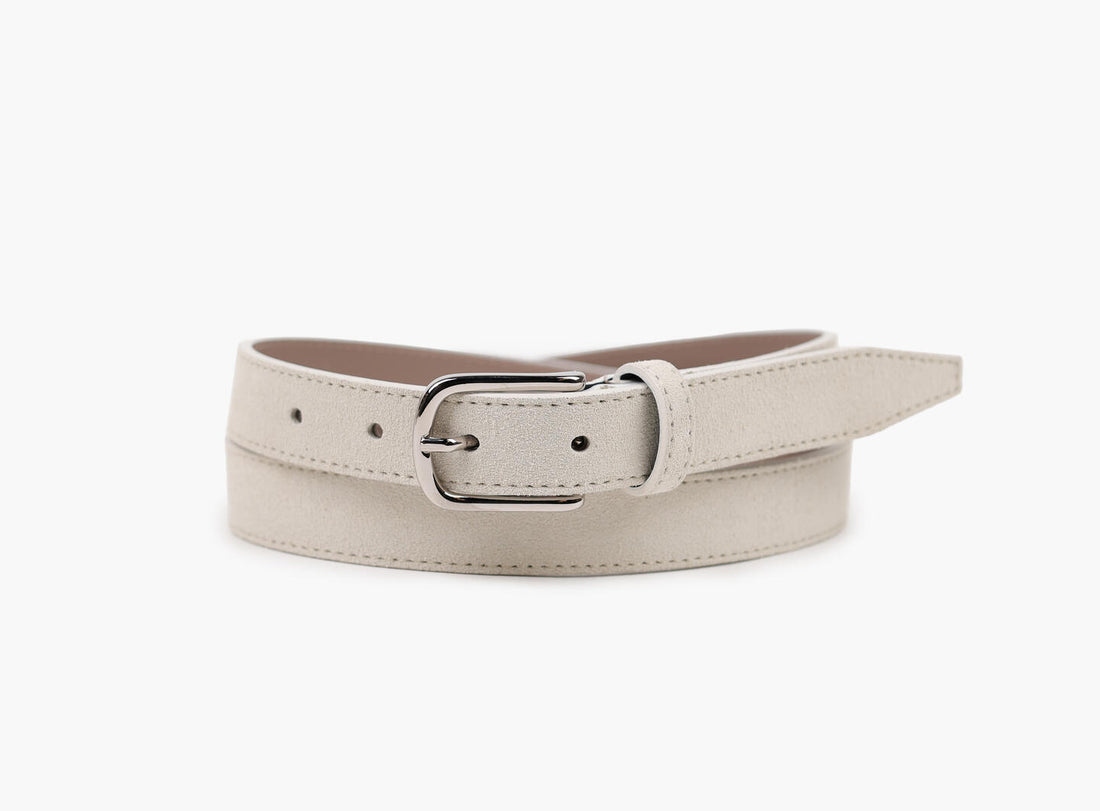 Jenny Silver Suede Leather Belt Sand