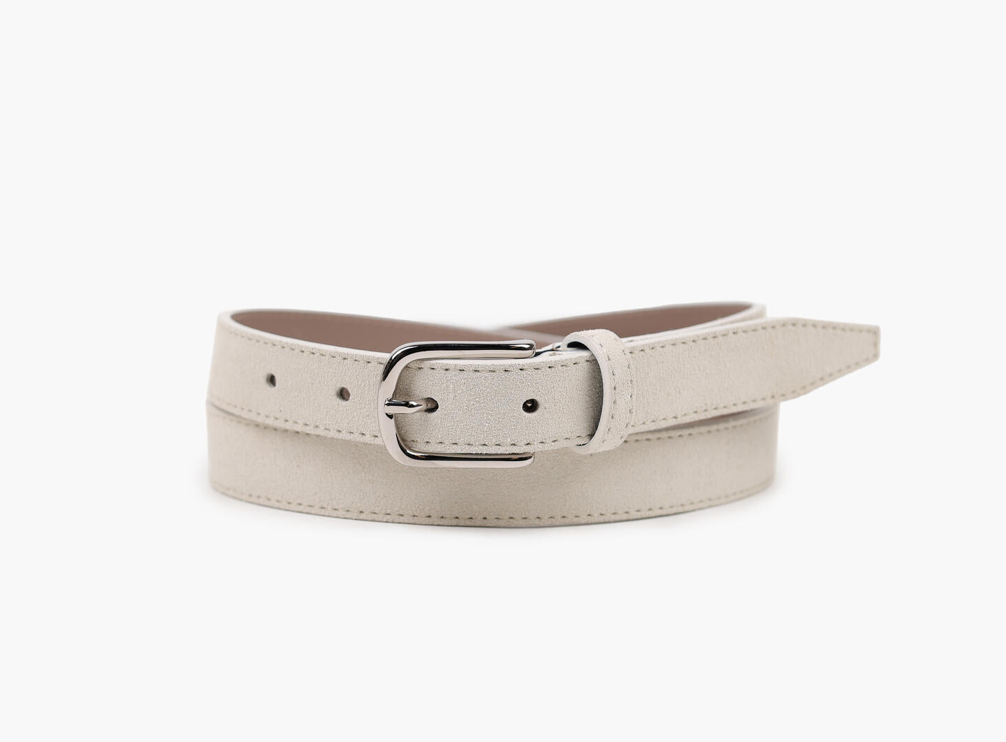 Jenny Silver Suede Leather Belt Sand