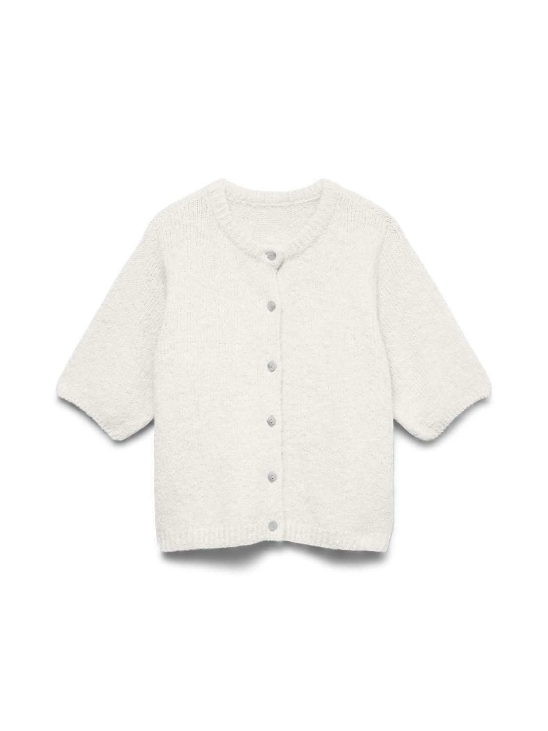 Vmkara 2/4 O-Neck Button Cardigan Exp Hvit