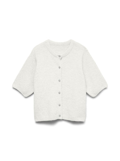 Vmkara 2/4 O-Neck Button Cardigan Exp Hvit