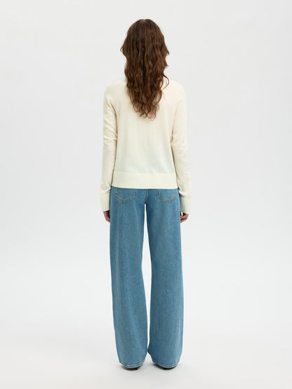Slwthea Ls Knit Merino Cardigan Noos Hvit