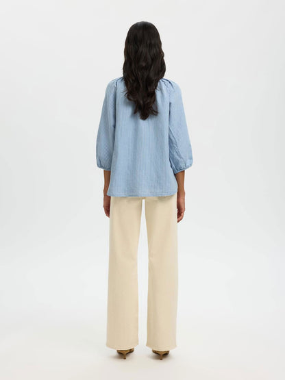 Slwcleo-Alberta Linen Blend Shirt Noos Blå
