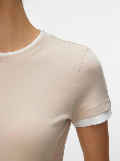 Vmkendall Ss O-Neck Top Jrs Beige