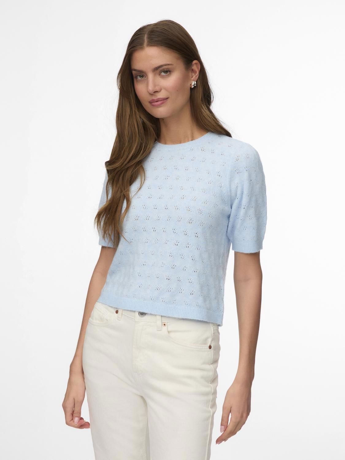 Vmdoffy Stitch 2/4 O-Neck Pullover Noos Blå
