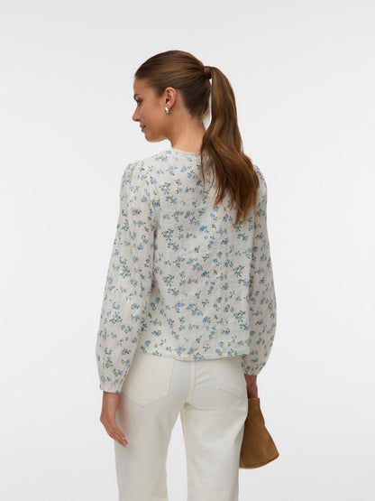Vmaya Sofia Ls V-Neck Top Wvn Blå