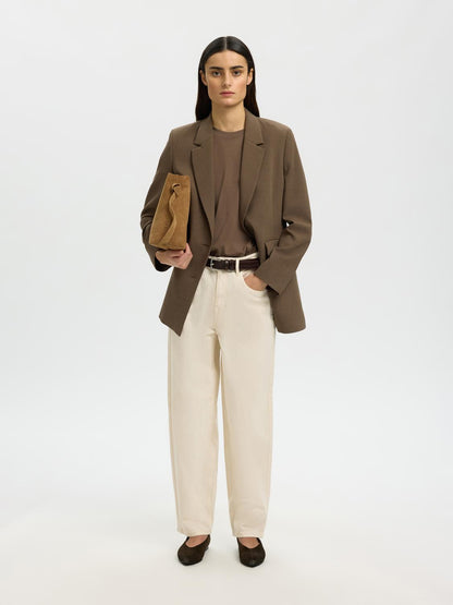 Slwessential Ss Boxy Tee Noos Beige