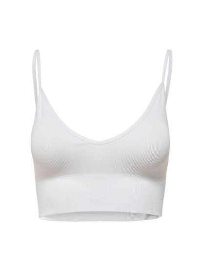 Onlvicky Rib Seamless Vneck Top Noos Acc Hvit