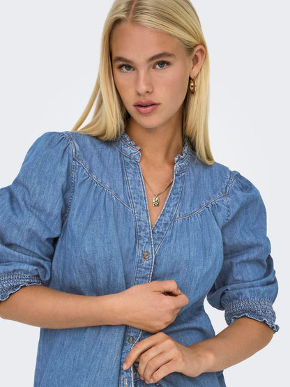 Onlraya 3/4 Shirt Dnm Akm Noos Blå
