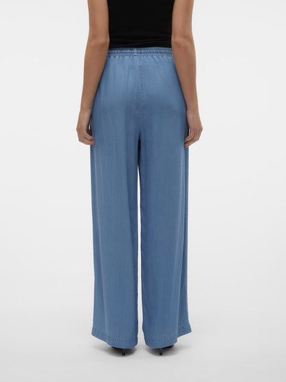 Vmbree Hw Long Loose Tencel Pants Ga Blå