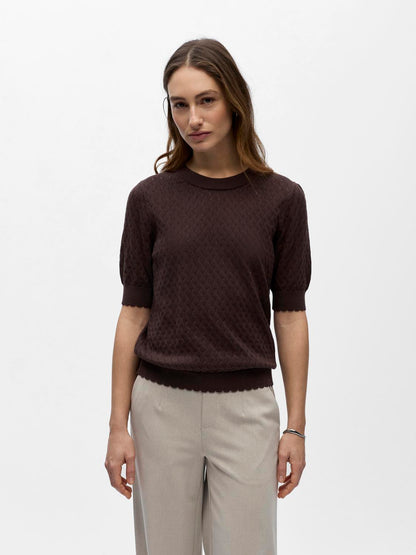 Objflauny S/s Re Knit Top 143 Brun